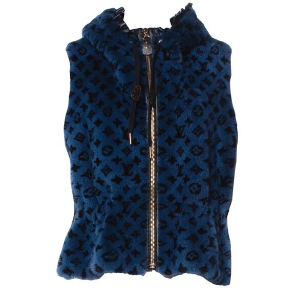 Louis Vuitton **RARE/LIMITED EDITION** Monogram Mink Peplum Vest - Blue - Picture 1 of 12